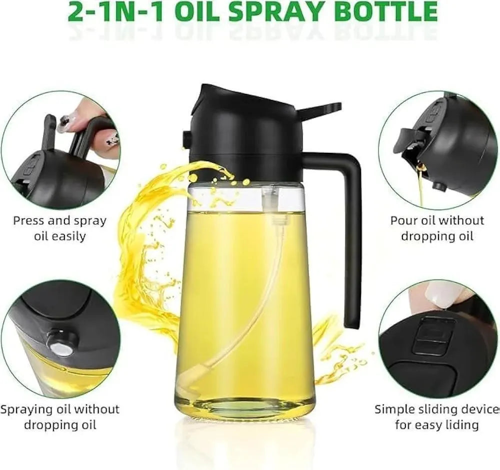 Glass Oil Sprayer with Spray Nozzle (2-in-1 Pour & Spray)
