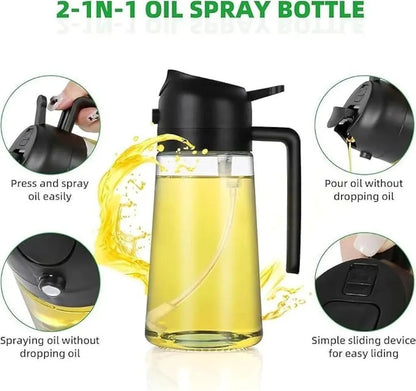 Glass Oil Sprayer with Spray Nozzle (2-in-1 Pour & Spray)